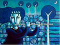 Flautista solitaria en el bosque azul - Victor Peralta